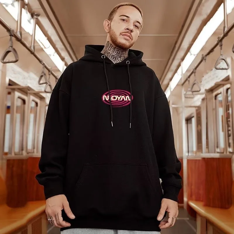 Trendy Hip-hop Oversized Hoodie Men's Trendy Ins New High Street Round Neck Casual Coat With Plush Spring And Autumn