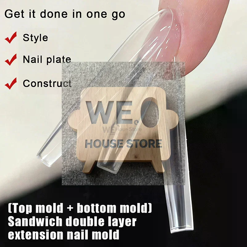 Formy do paznokci Sandwich Dual Nail Forms 240 szt. 15 rozmiarów - Formy Dual Forms Coffin Almond do przedłużania paznokci, Górna Forma, Dolna Forma