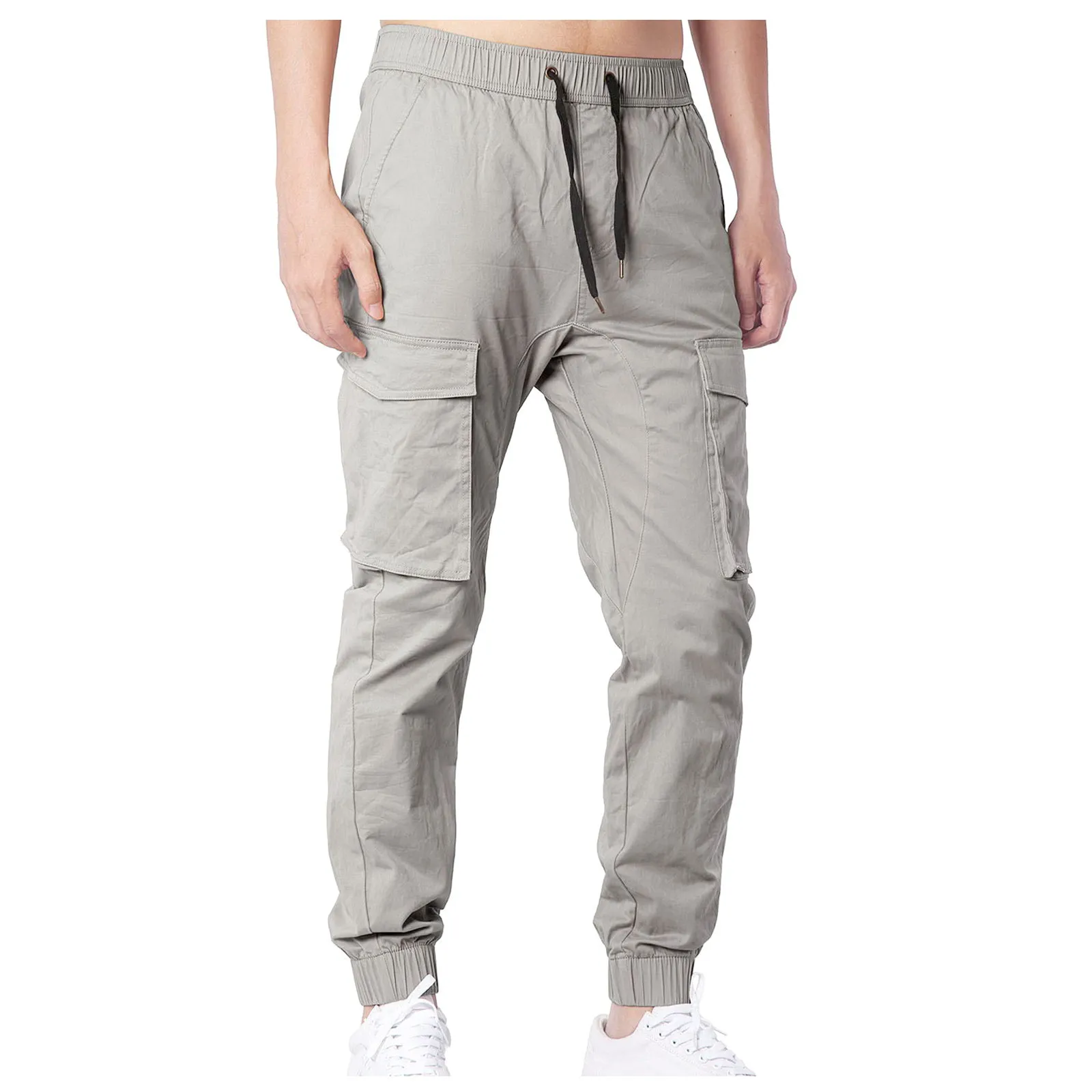 Kleur Heren Wijde Pijpen Joggingbroek Trekkoord Broek Thuis Outdoor Ademende Cargo Broek Rechte Casual Mode Broek Met Trekkoord