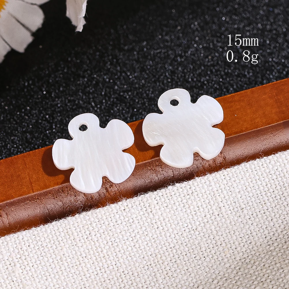 6pcs 15mm Natural Freshwater Shell Pendant Five-petal Flower Mother of Pearl Bead Charm for DIY Earrings Necklace Jewelry Making - view 6
