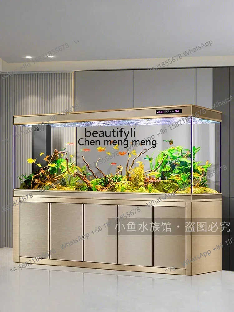 new Dragon Fish Tank Bottom Filter Super White Glass Living Room Fish Tank Medium and Large Household Wall Screen Lazy Change Wa