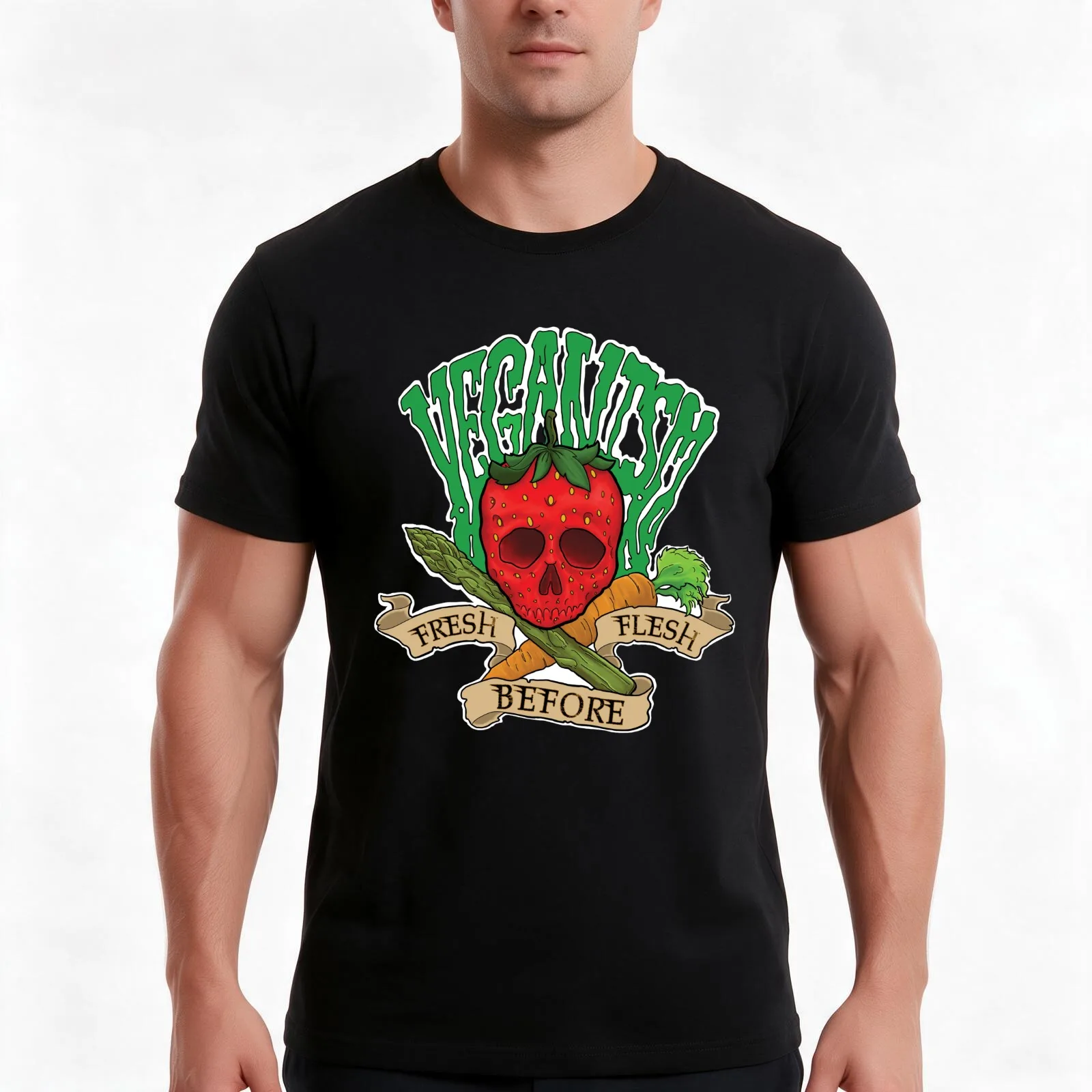 Veganism T-Shirt, Summer Casual Cotton Tee, Oversized Streetwear Tops, Vintage Graphic Print, Loose Fit Short Sleeve