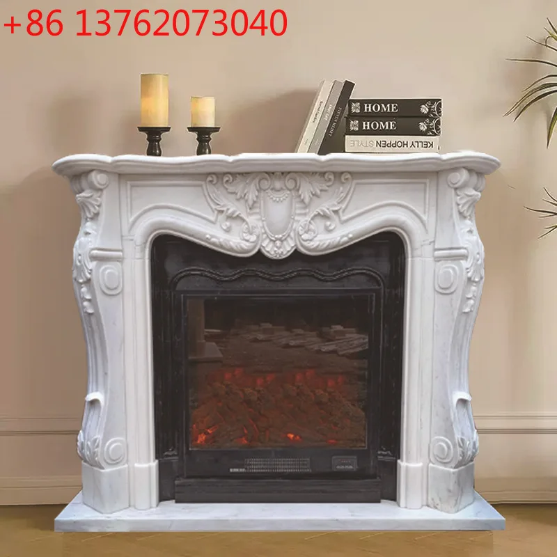 Marble fireplace natural marble fireplace French modern living room decorative cabinet ornament