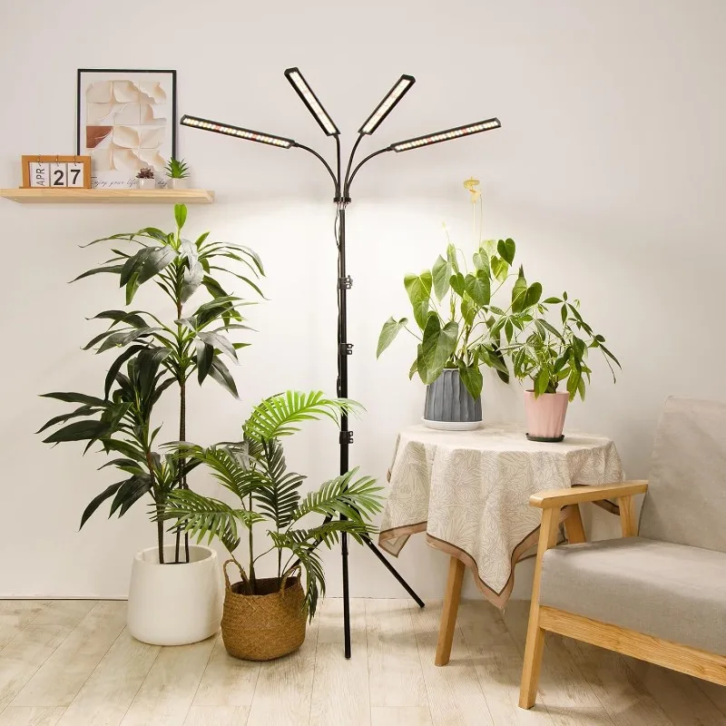 Grow Lights for Indoor Plants Full Spectrum with Tripod Stand, Tall Plant Lights , Four-Head Grow Lamp