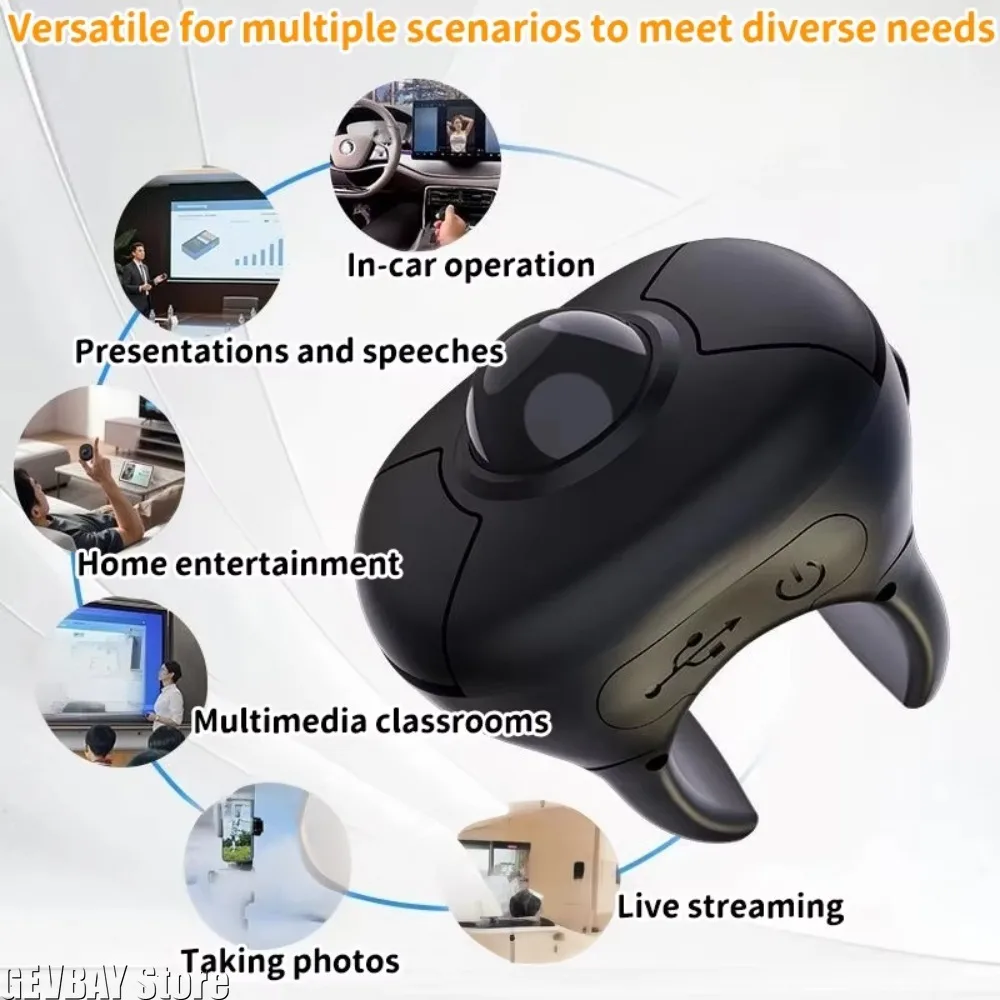 NEW Trackball Finger Ring Mouse 2.4G+Bluetooth Wireless Remote Control Mice for Short Video/PPT Speech/In-Vehicle Display Screen