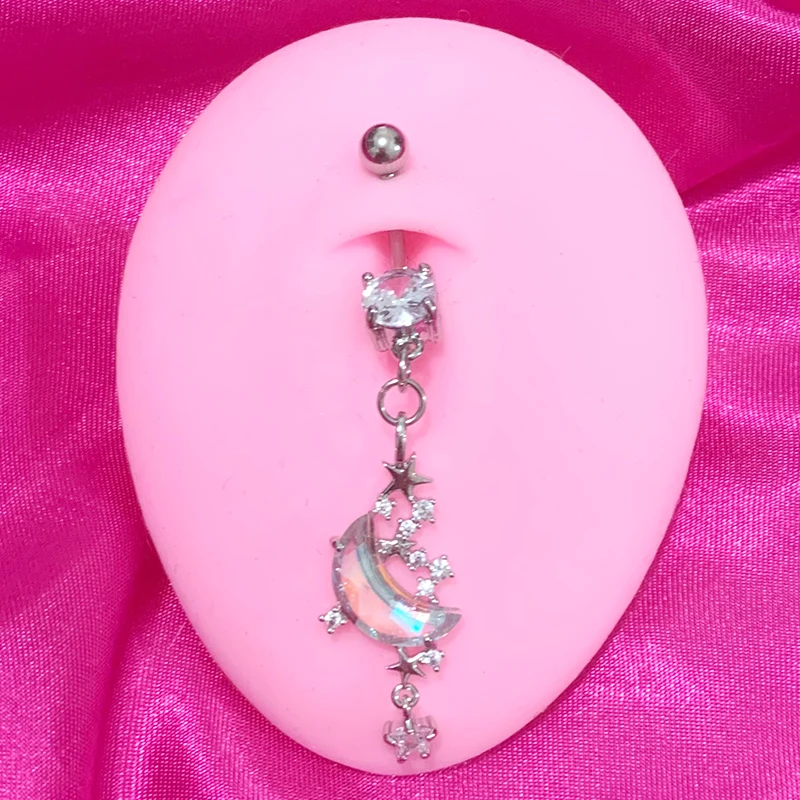 Y2K Accessories Zircon Planet Moon Belly Rings Sexy Fashion Jewelry Cute Butterfly Body Piercing Jewelry Belly Button Rings