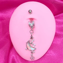 Y2K Accessories Zircon Planet Moon Belly Rings Sexy Fashion Jewelry Cute Butterfly Body Piercing Jewelry Belly Button Rings
