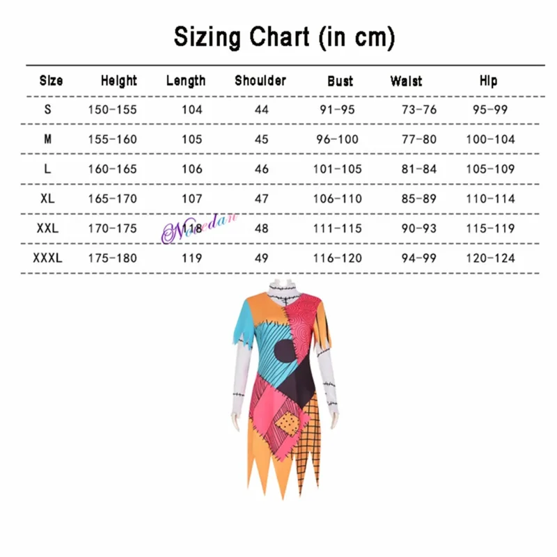 Ночь перед Рождеством костюм Салли косплей парик волосы страшный ужас Скеллингтон костюм на Хэллоуин женское праздничное нарядное платье