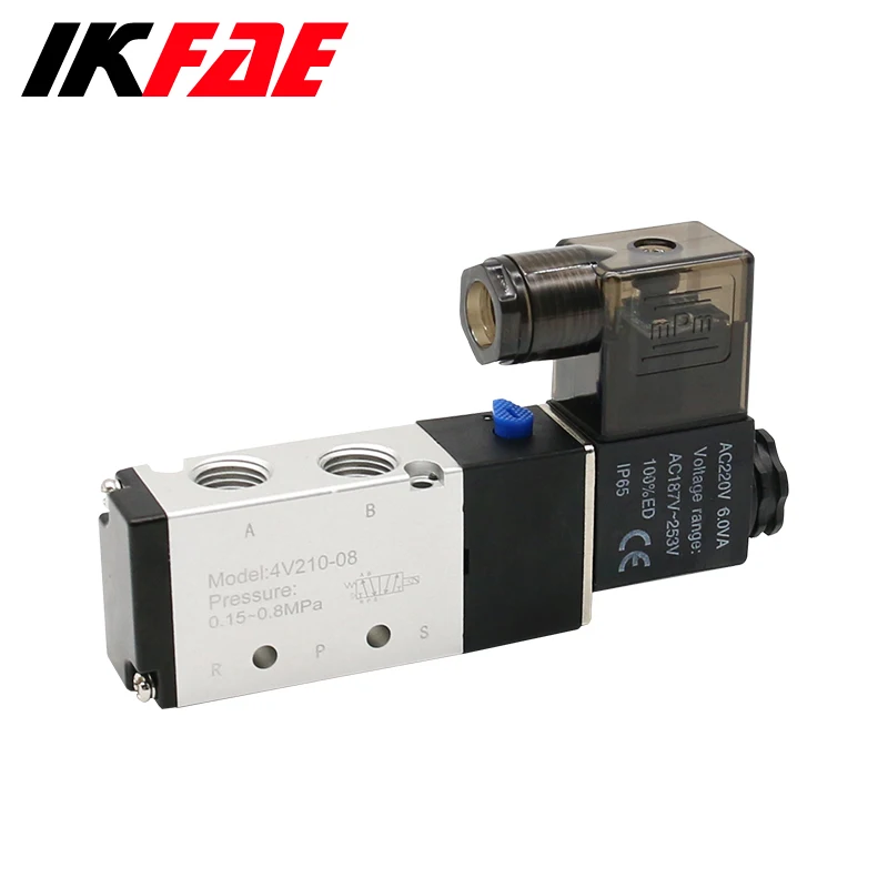 Pneumatic Electric Solenoid Valve 5 Way 2 Position Control Air Gas Magnetic 4V210-08 12V 24V 110V 220V Coil Volt