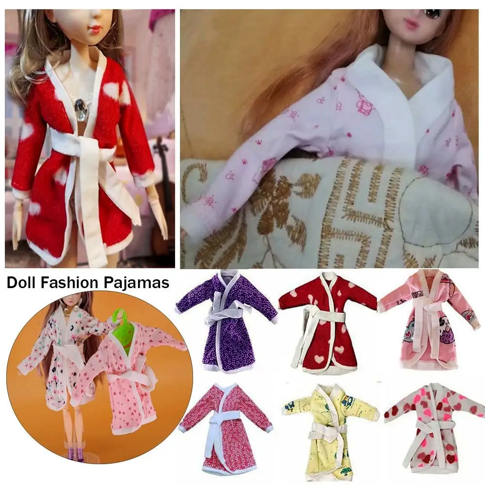 Fashion Play House Casual Wear Pink Gray Heart Winter Pajama 30cm Dolls Bathrobe Sleeping Clothes Bathroom Suits