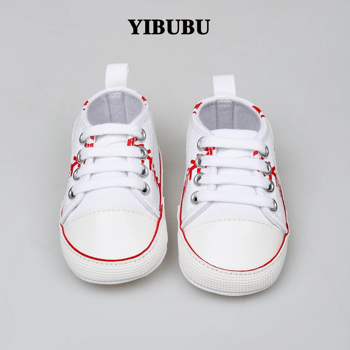 Yibubu White Baby Shoes Classic Canvas Shoes, Soft-Sole Infant Toddlers First Walker Rookie of the Year Baseball Sneakers