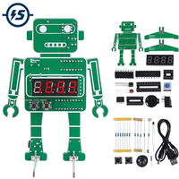 Robot DIY Digital Clock Kit 4-Digit Robotic Alarm Clock Soldering Practice Kit Temperature Electronic Learning Clock Board Suite