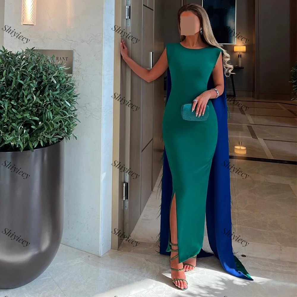 Formal Evening Dress Saudi Ariba Ladies High Quality Ankle Length Jersey Crystal Feathers Prom Dress فساتين سهره فخمة 2024