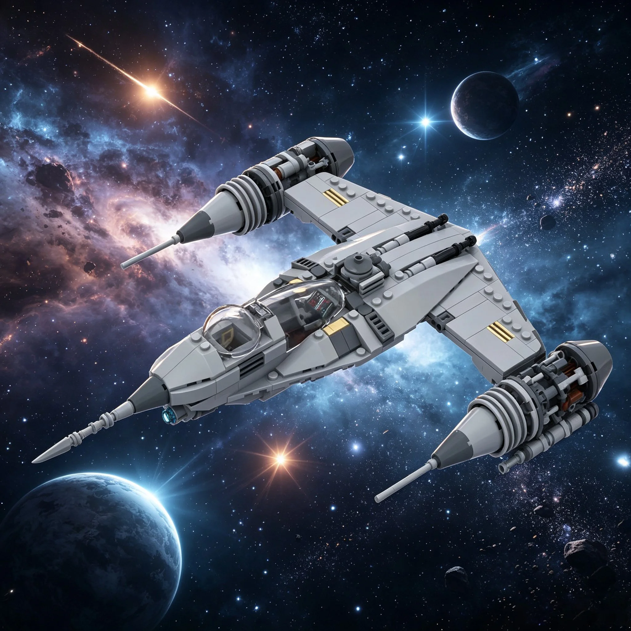 Blocs de construction MOC Space N1 Starfighter, modèle de vaisseau spatial classique, briques d'assemblage DIY, jouet créatif, collection, cadeau pour enfants