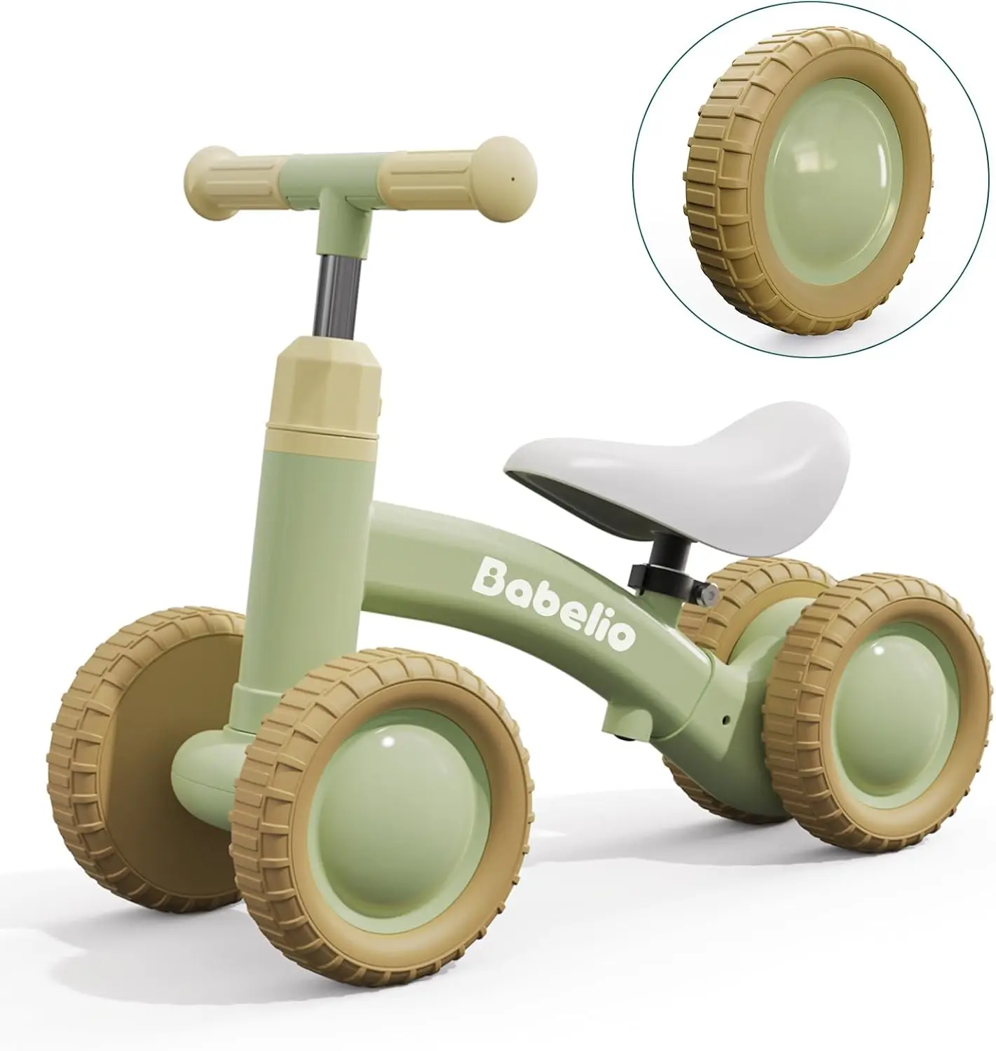 Updated Baby Balance Bike for 1 Year Old Boys Girls, 10-36 Month Toddler Balance Bike, 4-Wheel Off-Roader Design, Adjustable Sea