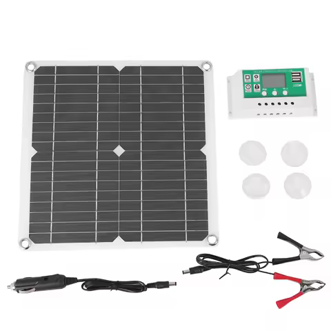 A23P 12W Solar Panel Kit 60A 12V Battery With Controller Caravan Boat