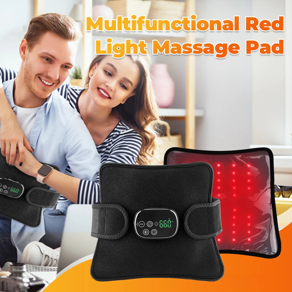 Red Light Massage Pad 660nm & 850nm Near Infrared Knee Pads Wraps Brace for Back Waist Shoulder Elbow Relieve Fatigue with Timer