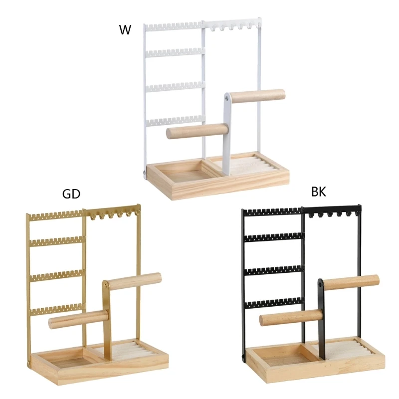 

Q0KE Iron Jewellery Stand Organiser Necklaces Bracelets Earring Jewelry Display Shelf for Bedroom 4Tier Display Stand Holder