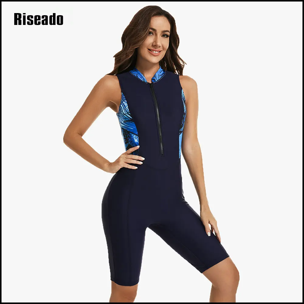 

Competition Swimwear Rashguard Women Athletic One Piece Swimsuits Surf Wetsuit Sleeveless Snorkeling Bathing Suits (UPF 50+)