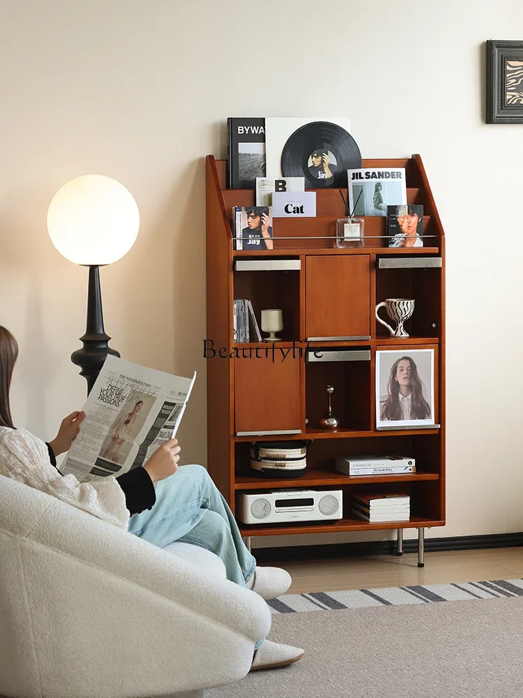 

FG10Nordic retro solid wood magazine cabinet home study living room simple medieval storage locker