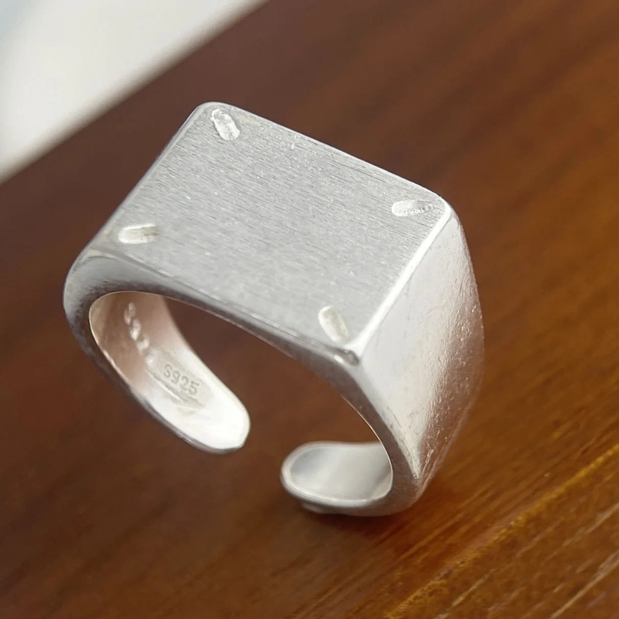 925 Sterling Silver Rings for Women Couple Minimalist Handmade Simple Square Shinning Ring Fine Jewelry Gift Prevent Allergy