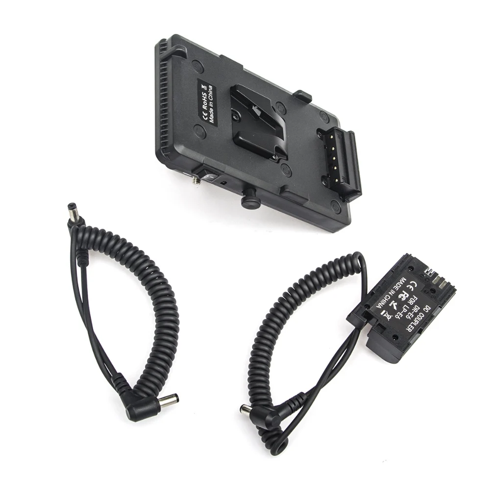 New V-mount Battery Plate Power Supply D-Tap w/ Clamp to LP-E6 Adapter Cable for Canon EOS 6D 7D Camera