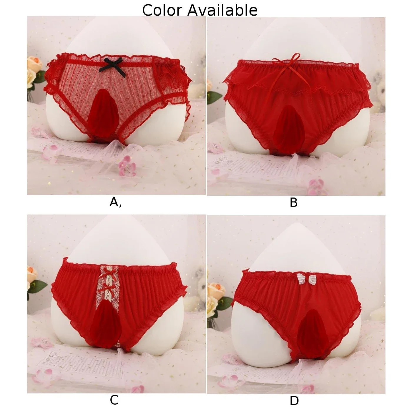 Lace Brim Panties Mens Sissy Lace Lingerie Thong Cock Pouch Gay Men Briefs Soft Bikini Underwear Flirting Teasing