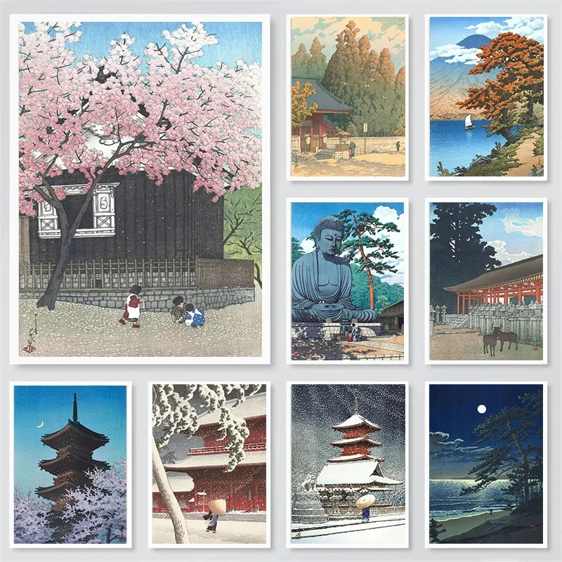 Kawase Hasui Artwork Posters and Prints Retro Japanese Landscapes Canvas Painting Wall Art Pictures for Room Office Home Decor