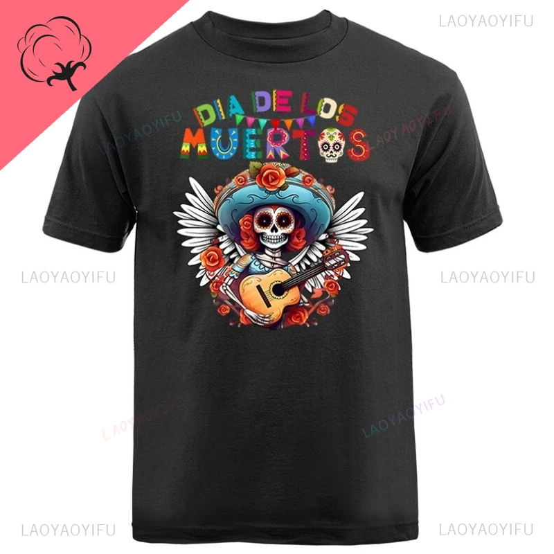 Dia De Los Muertos Catrina Sugar Skull Day of Dead Halloween Graphic Shirt Man Women Funny Pattern Cotton Tee Fashion Tops