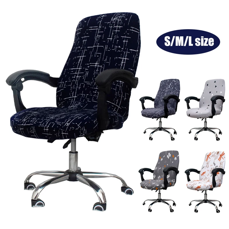 

Office Chair Cover Elastic Printed Rotating Armrest Lifting Computer Chair Seat Covers Anti-dirty Removable Washable Slipcovers