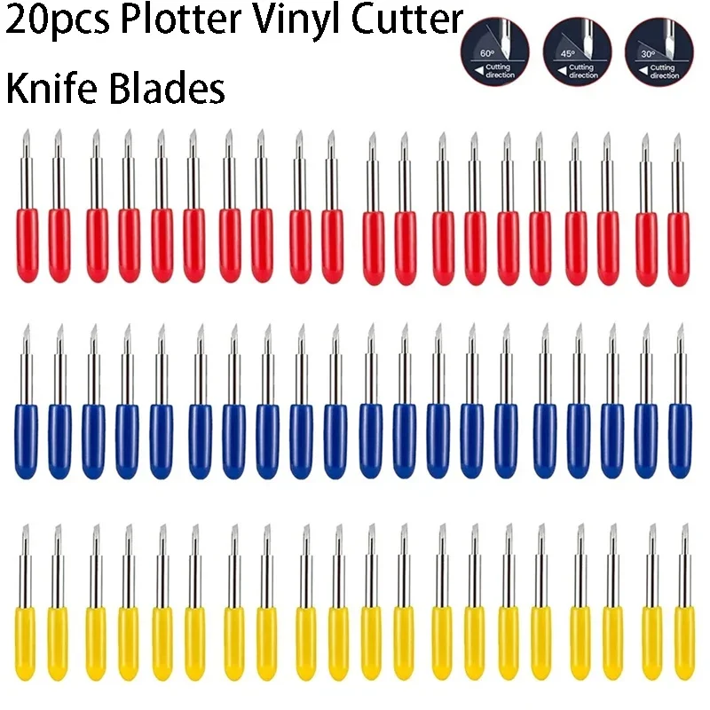 20pcs 30/45/60 Degrees Replacement Blades Roland Cricut Plotter Knife Cutter Blades Milling Carving Tools For Cutting Plotter