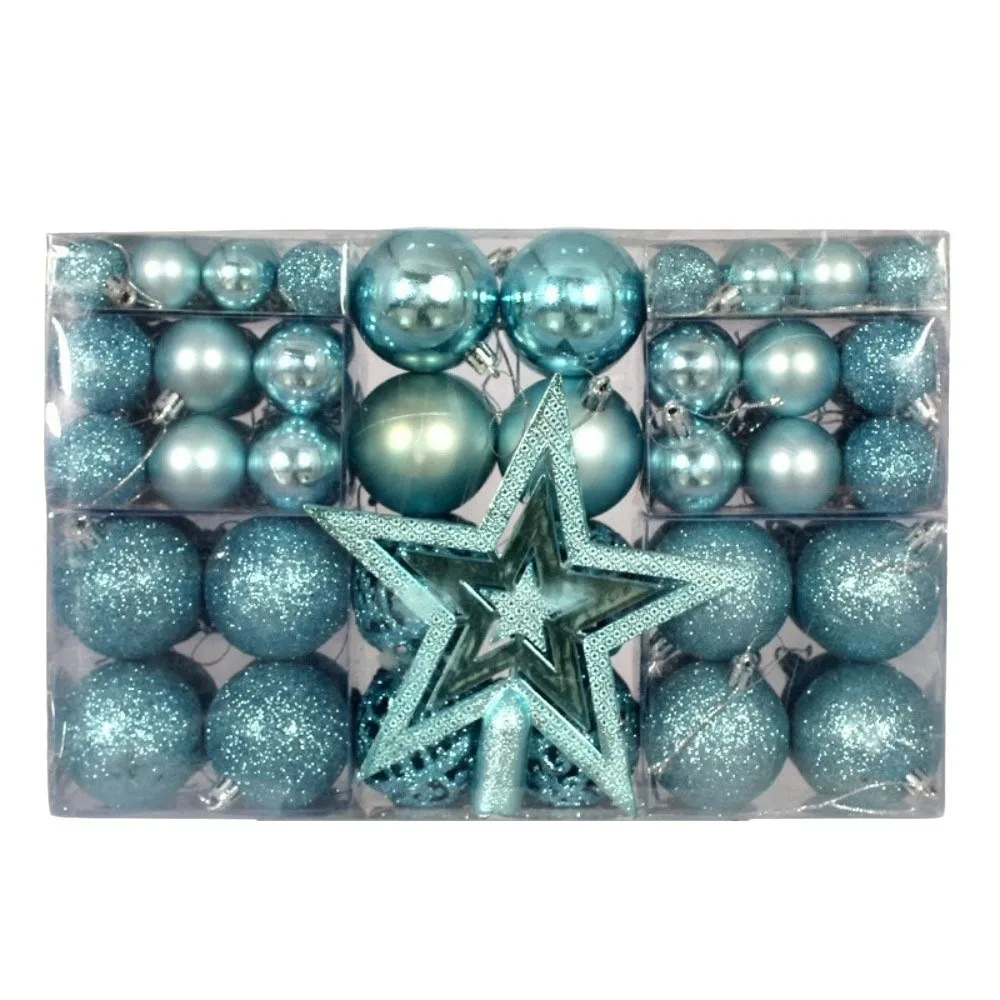 101Pcs Plastic Xmas Tree Decorative Ball Shatterproof Multiple Color Christmas Ball Set Tree Top Star DIY Decorative