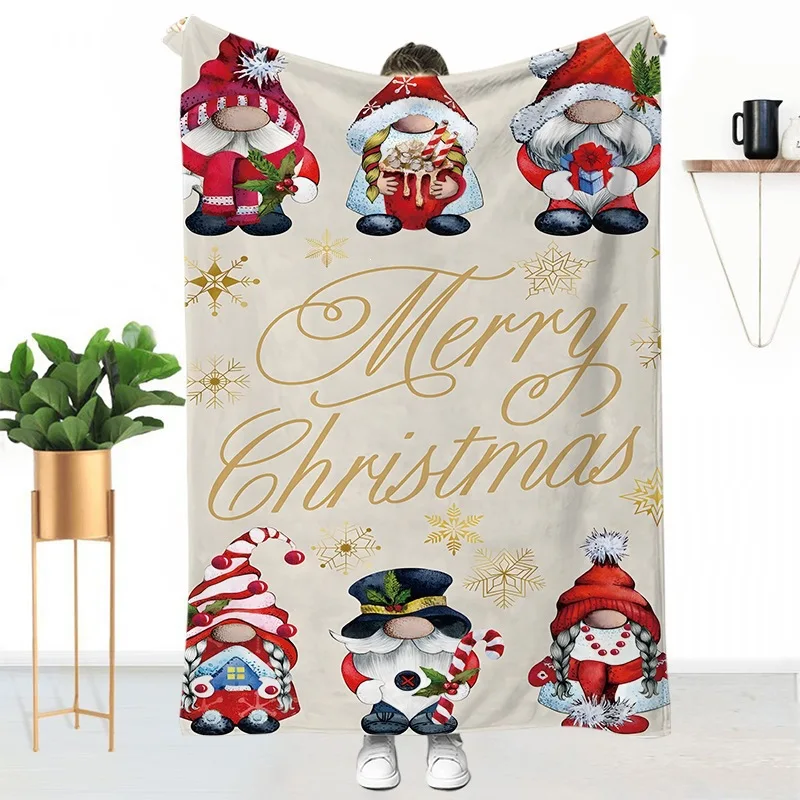 Blue Hat Gnome Let It Snow Winter Scene Flannel Blanket For Rustic Cabin Decor Soft Warm Throw Blanket Accent