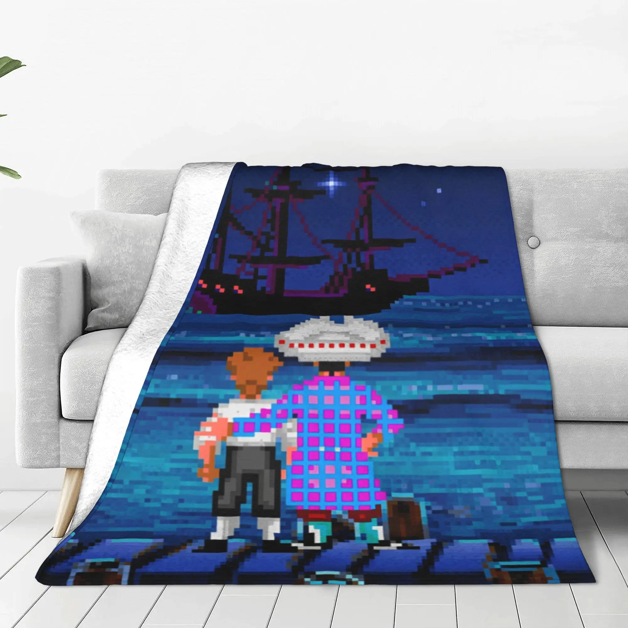 Guybrush & Stan The Secret of Monkey Island Blanket Velvet Funny Game Lightweight Thin Throw Blankets Outdoor Travel Plush Quilt