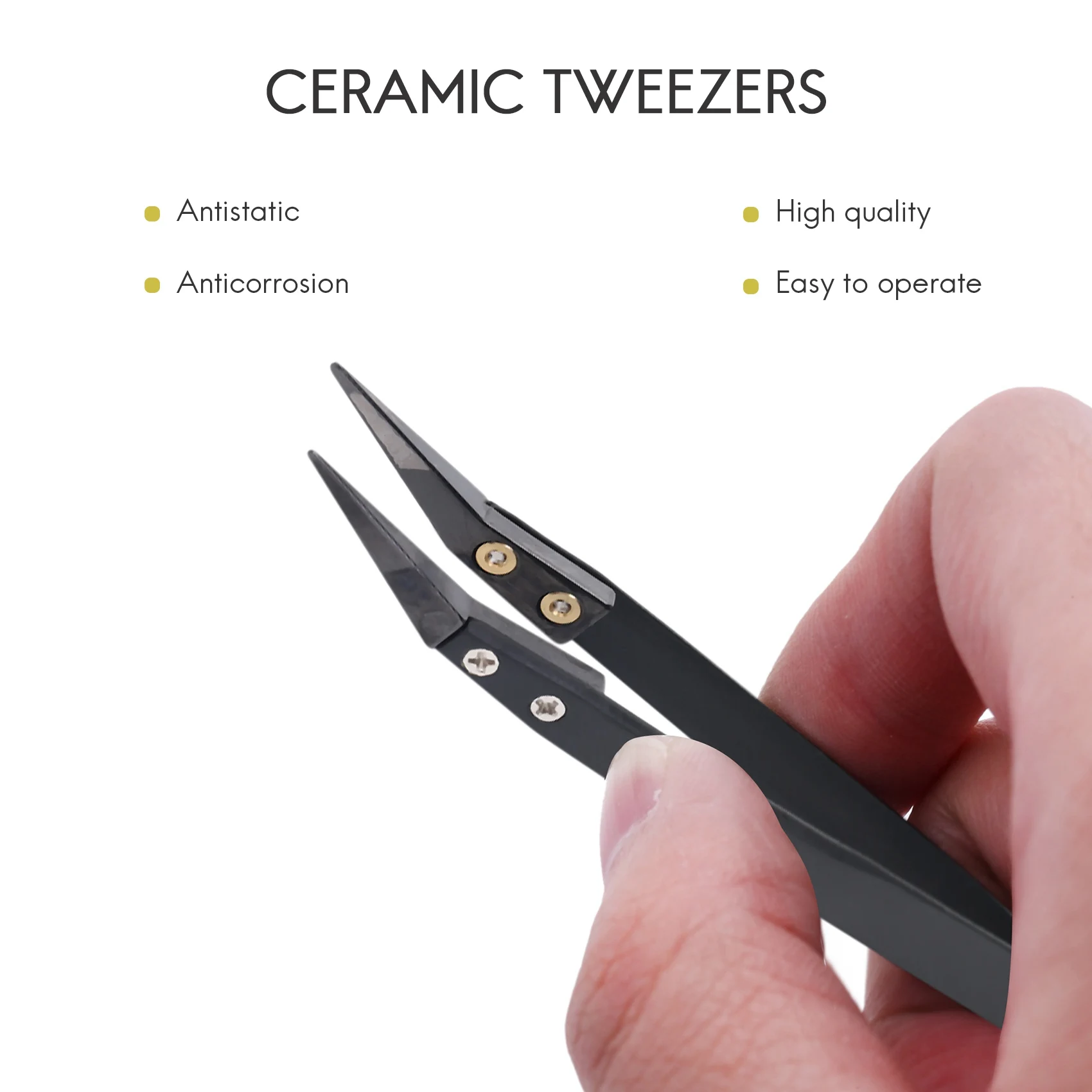 Black Ceramic Tweezers Set - Antistatic,Anticorrosion,Antimagnetic,Highly Heat Resistant(3Pack)