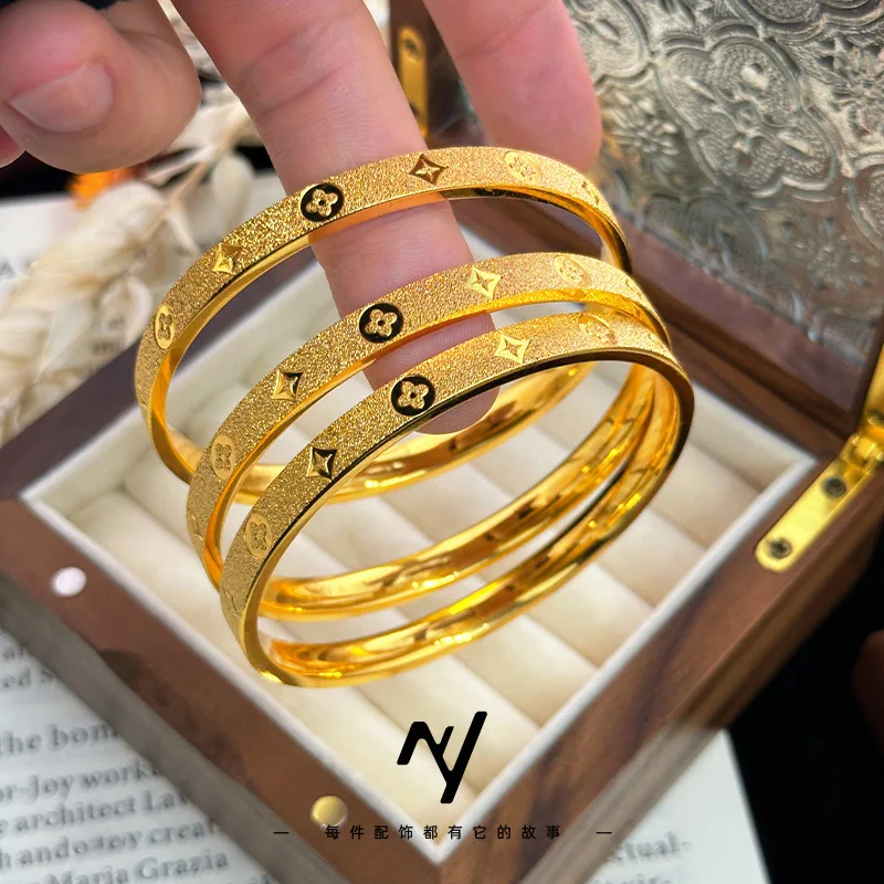 Women's 9999 24K Real Gold High-end CNC Old Money Style Presbyopic Ring Bracelet for Gift