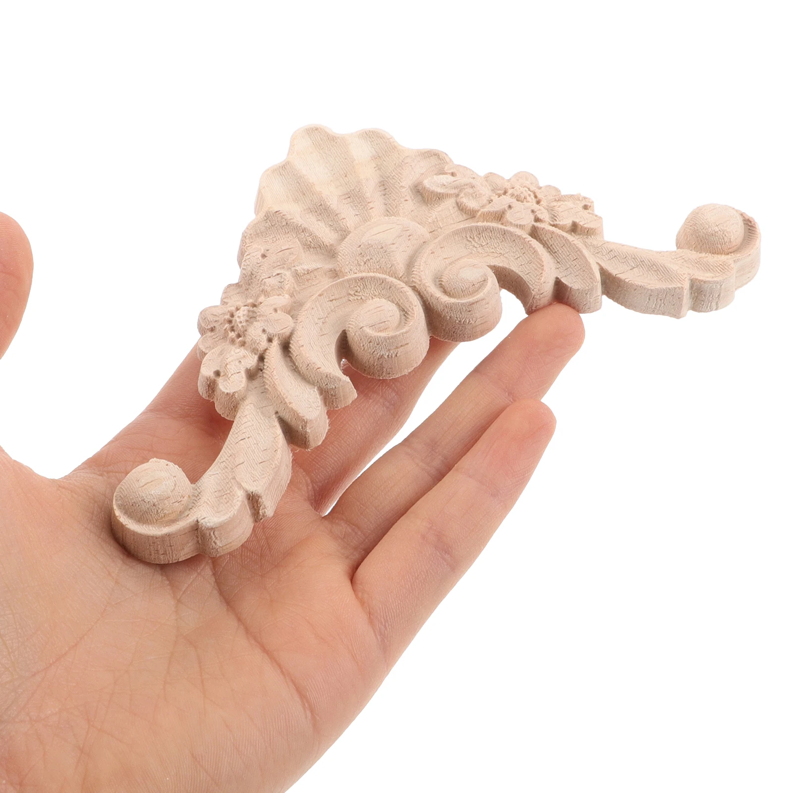

4 Pcs Solid Wood Corner Flower Decoration Accessories Carved Furniture Trim European French Style Wooden Decorative