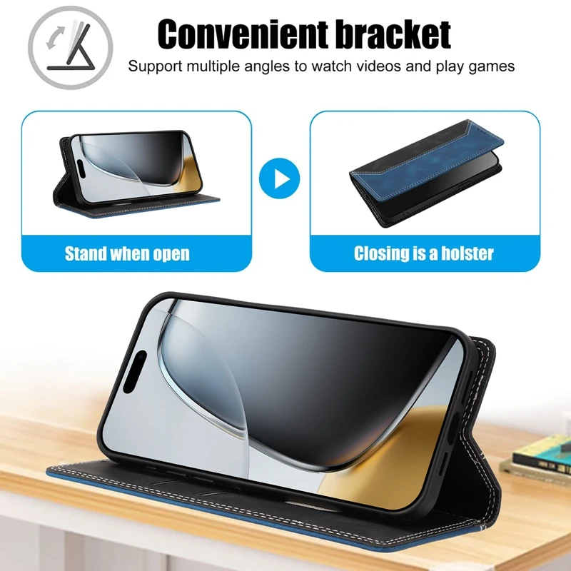 حافظة لهاتف Xiaomi Redmi 15 حافظة مغناطيسية قابلة للطي لهاتف Coque Xiaomi Redmi 15 5G / 4G غطاء هاتف أنيق كتلة ألوان جلدية Funda