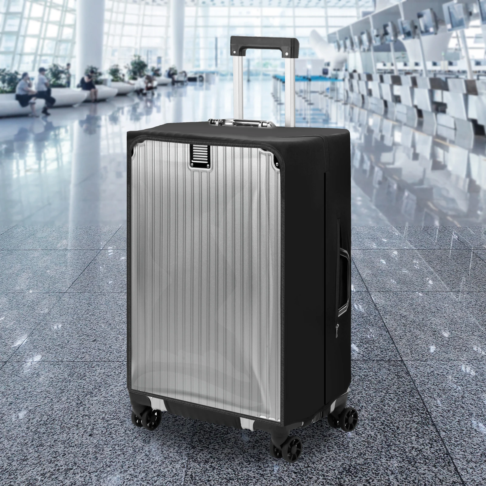 Transparent PVC protective cover, dustproof and waterproof suitcase, wear-resistant suitcase cover, zipper style luggage cover