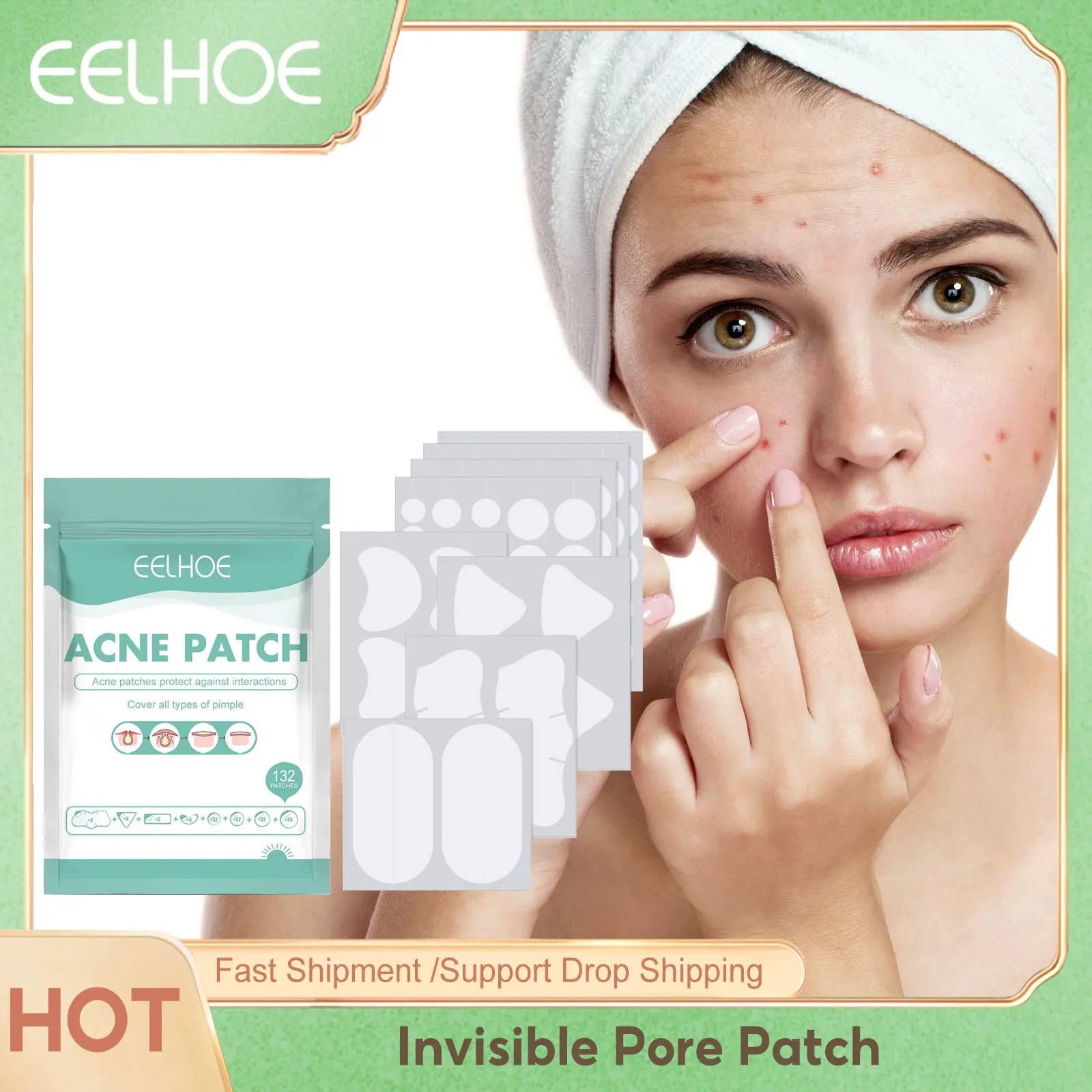 

EELHOE Hydrocolloid Patch Repair A-cne Marks Shrink Pores A-cne Treatment Facial Treatment Invisible Pimple Patch Beauty Makeup