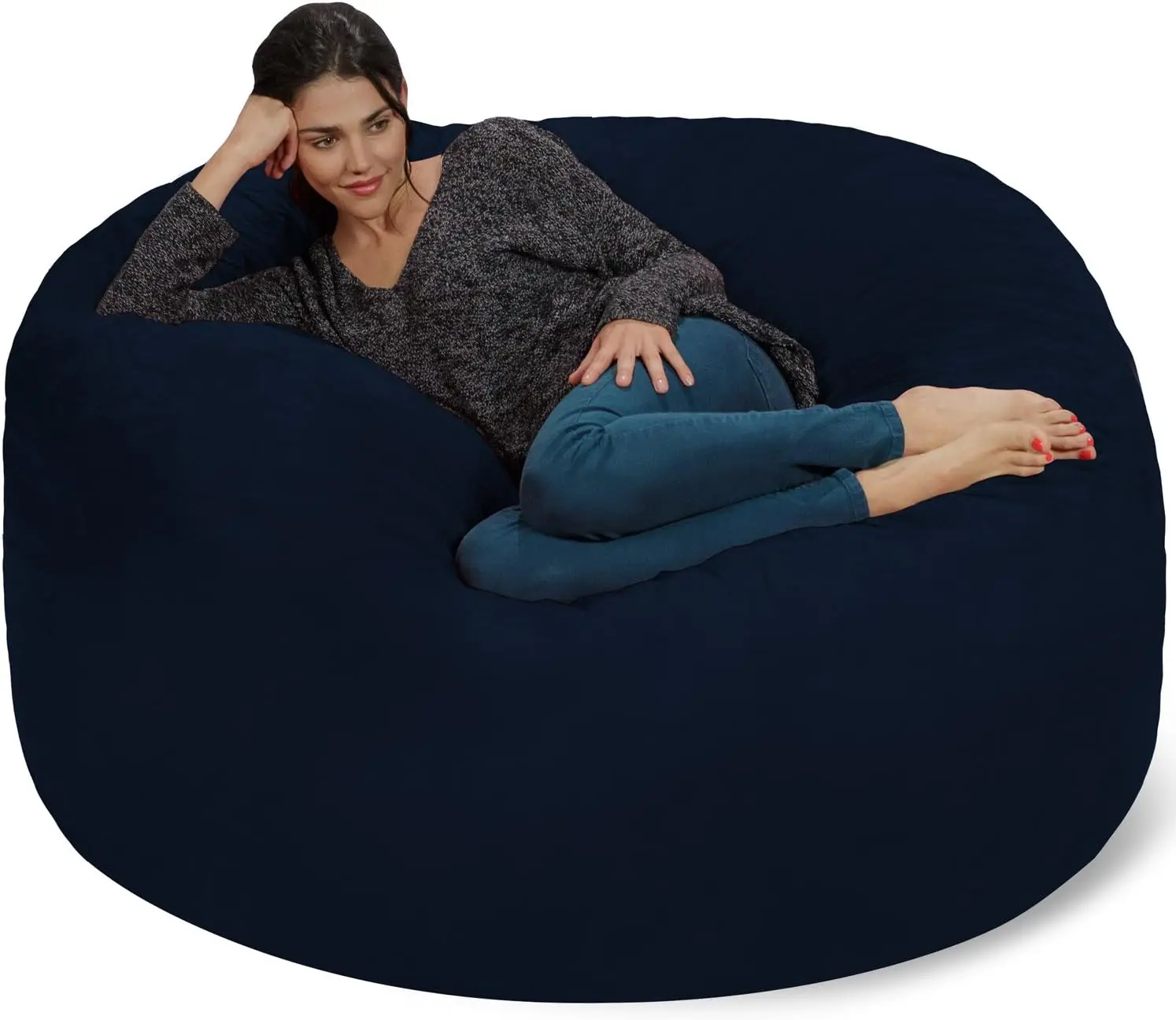 Chill Sack Bean Bag Chair: Giant 5' Memory Foam Furniture Bean Bag - Big Sofa with Soft Micro Fiber Cover - Navy