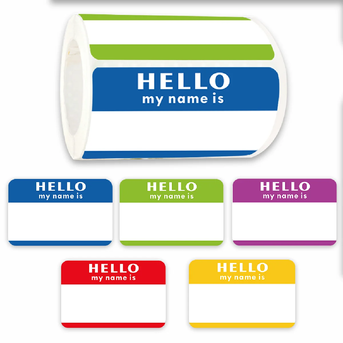 

300pcs Hello My Name is Stickers 5 Colors Name Tag 2.2” x3.5” Identification Stickers for School Office