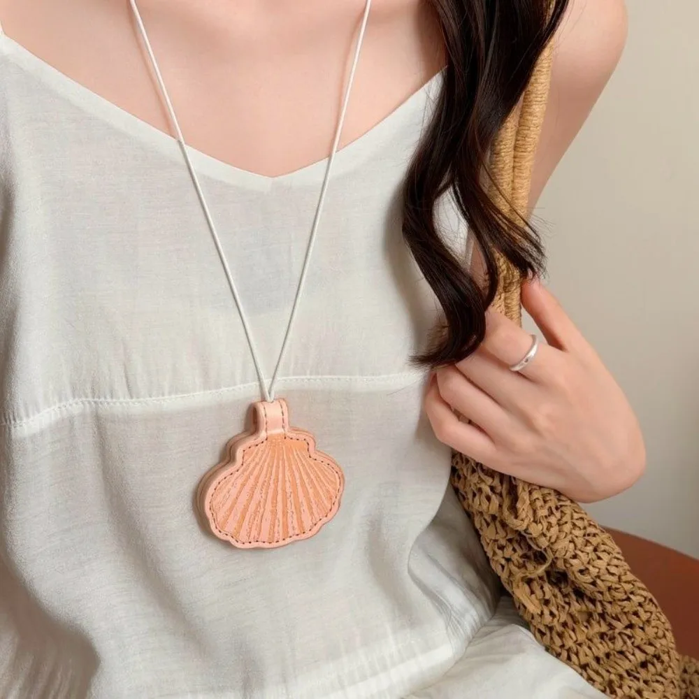 Bohemian Shell Glasses Clip Necklace Beach Surfer Leather Trendy Beach Necklace Colorful Splicing Leather Shell Choker