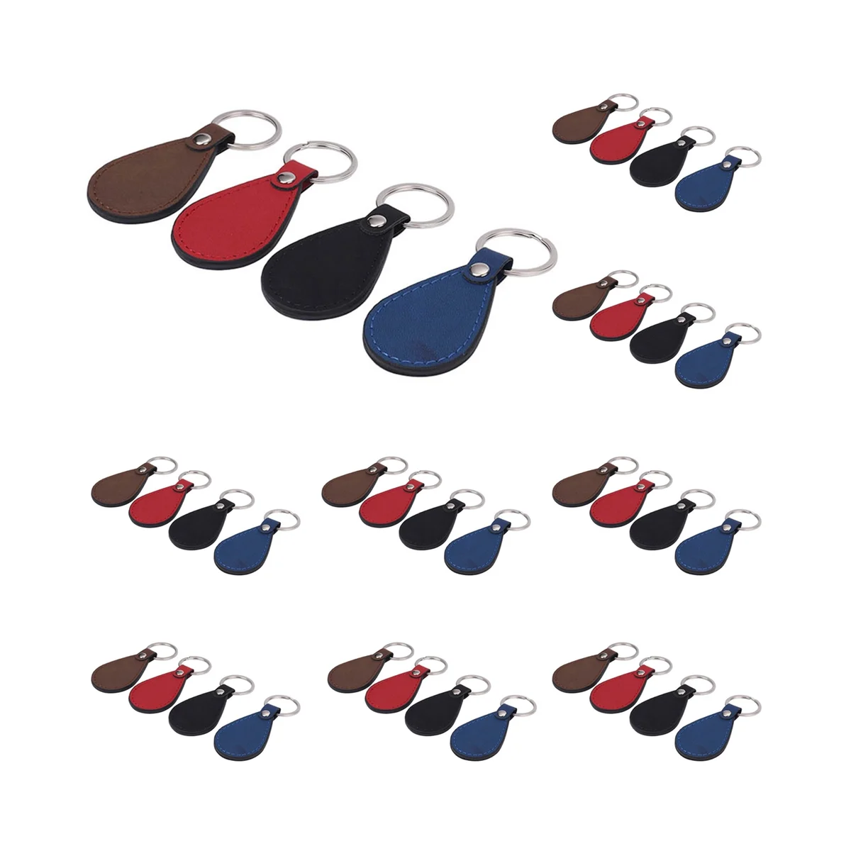 Key Fob Kit Leather Key Fobs Blanks With Key Rings Leather Keychain for DIY Laser Engraving Supplies Gifts 4 Colors