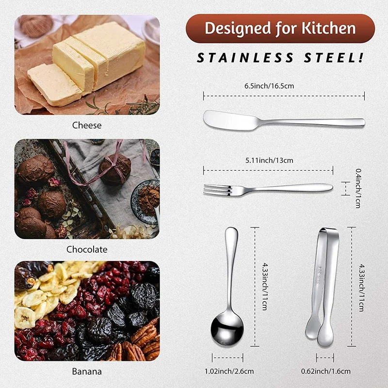 ABHG 14 Pieces Cheese Butter Jam Spreader Knives Set Stainless Steel Cheese Slicer Butter Spreader Knives With Handles