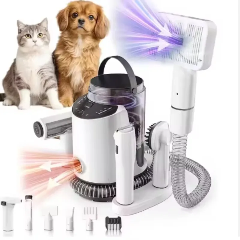 

Dog Grooming Kit Pet Hair Dryer Dog Electric Clippers 9-in-1 Low Noise Adjustable Airflow Cat Vacuum Cleaner Cat Grooming Brush