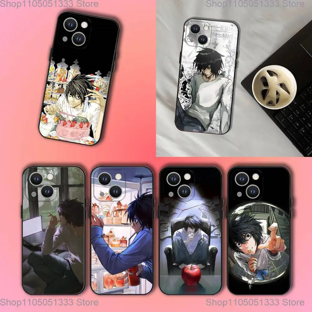 

L Lawliet D-Death N-NoteS Phone Case For iPhone 17,16,15,14,13,12,11,Pro,XS,Max,XR,Plus,E,SE4,Mini Black Soft Cover