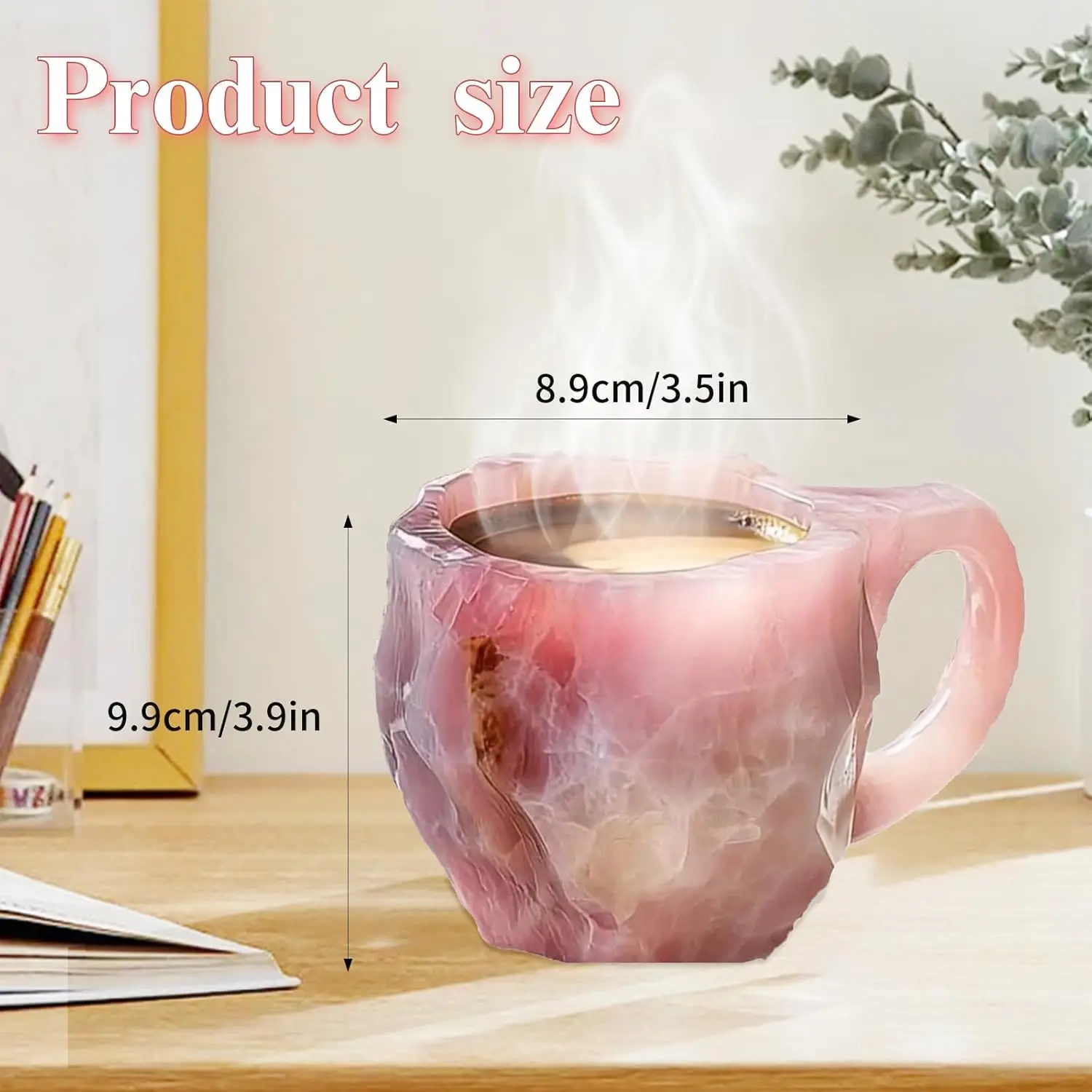 Mineral Crystal Coffee Mugs Simulation Mineral Crystal Resin Coffee Cups with Spoon Colorful Water Cup Birthday Christmas Gifts