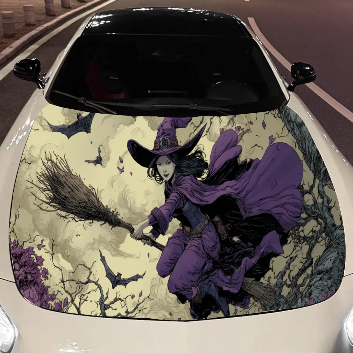 

Retro Witch print,car hood stickers,PVC waterproof Self adhesive car hood sticker,car hood decoration protection stickers,Auto A