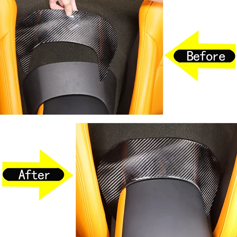 For 2014-2019 Chevrolet Corvette C7 Car Styling Armrest Box Rear Panel Cover Sticker Interior Accessories 1Pcs Soft Carbon Fiber